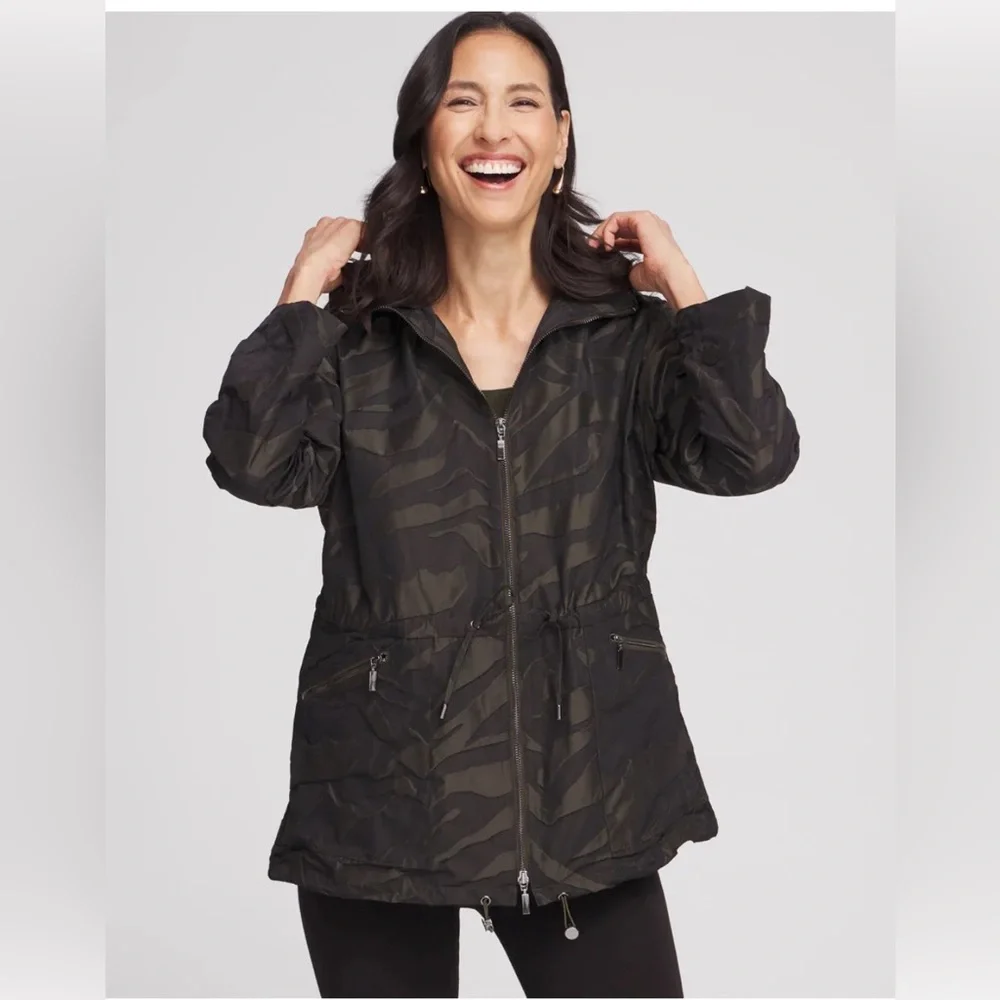 Chico's Black and Gray Utility Jacket